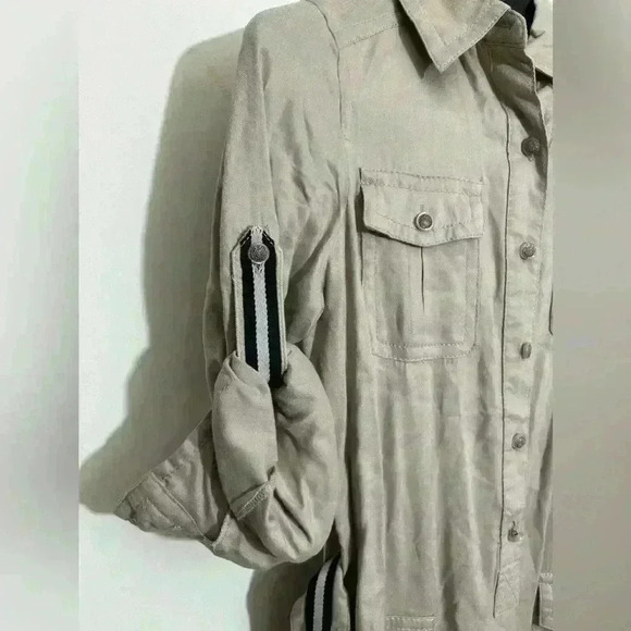 V Cristina Shirt Dress Utility Style Roll Tab Sleeves Belted Pockets Casual S - Picture 5 of 9